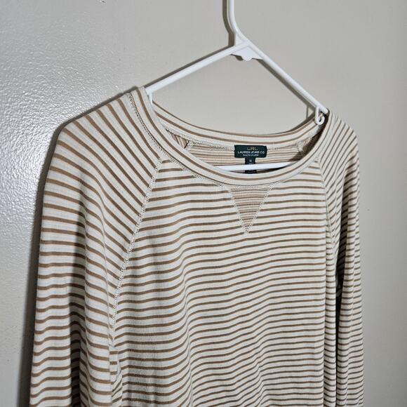 Lauren Ralph Lauren Jeans Co Sz Medium Brown White Striped Top - Picture 3 of 11